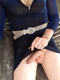 TGirl Lucy Big Cock Selfieand#039;s in Sparkly Blue Dress