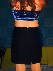 Black mini and black gstring with velvet top