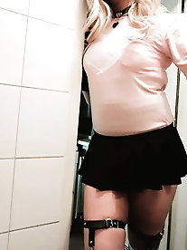 Black skirt and red stocking