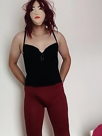 Black top and red pants a sexy outfit for sure