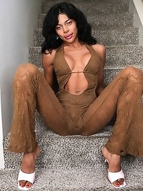 A girl in black boots is ready to do anything for sex